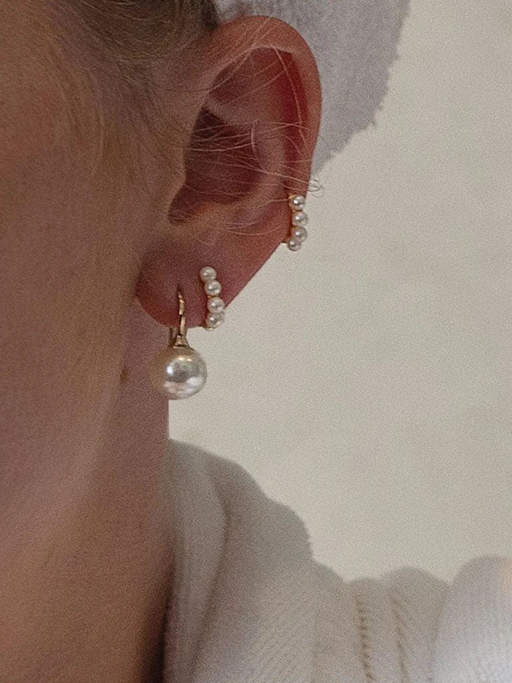 Dower & Hall 9k Gold & South Sea Pearl Waterfall Earrings, view 3