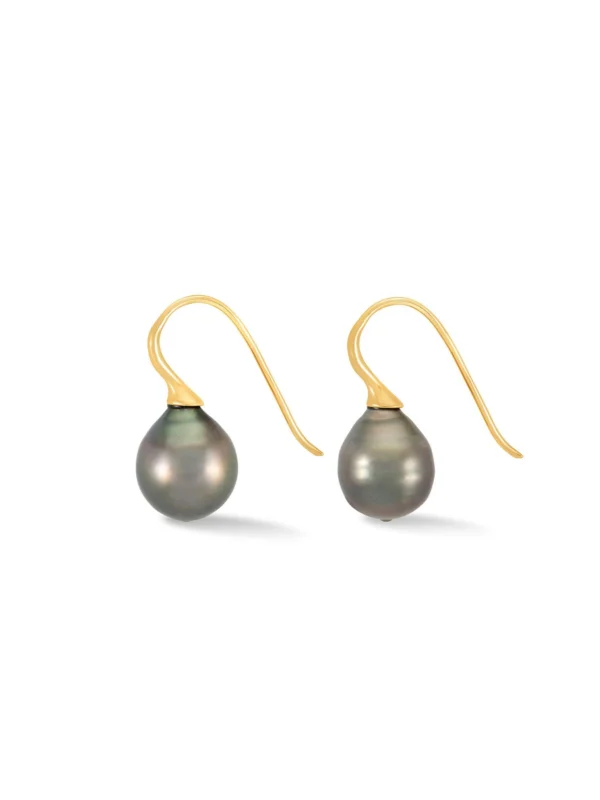 Dower & Hall 9k Gold & Tahitian Pearl Waterfall Earrings