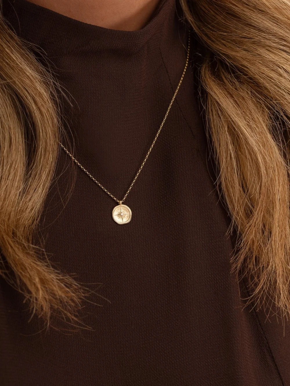 Dower & Hall 9k Gold Diamond True North Tiny Talisman Necklace, view 2
