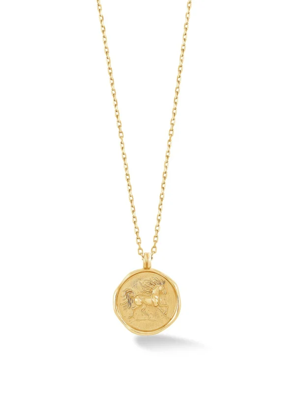 Dower & Hall 9k Gold Fire Horse Tiny Talisman Necklace