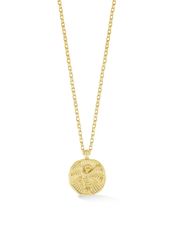 Dower & Hall 9k Gold St. Michael Tiny Talisman Necklace