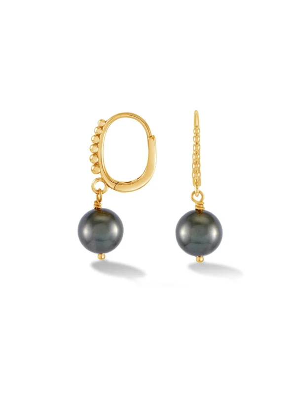 Dower & Hall 9k Gold Tahitian Luna Pearl Hoops