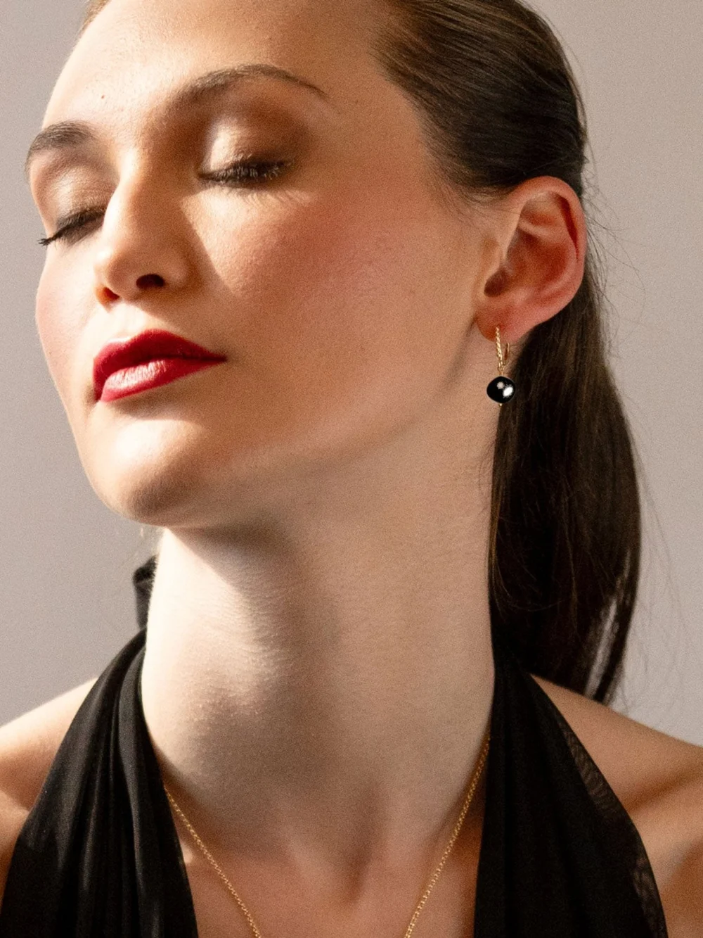 Dower & Hall 9k Gold Tahitian Luna Pearl Hoops, view 2
