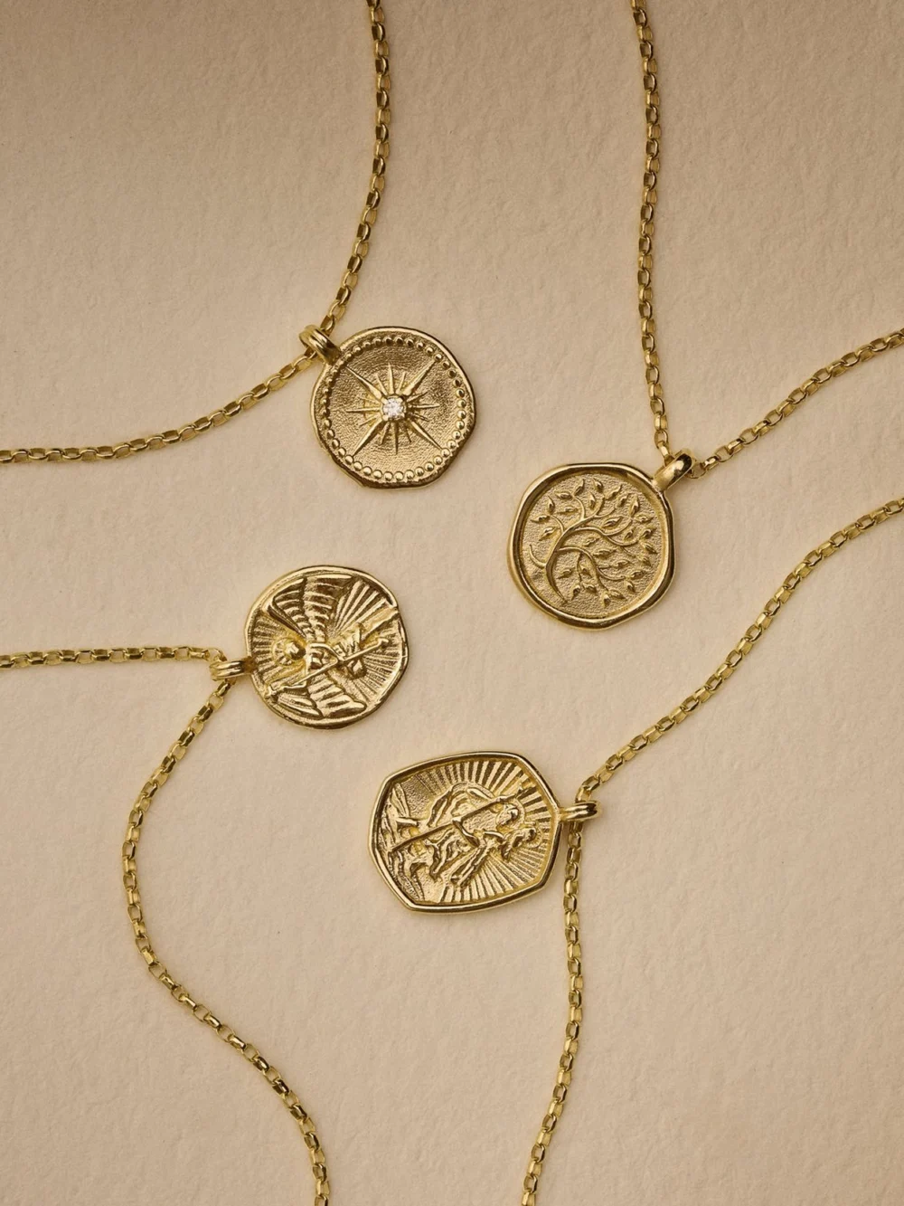 Dower & Hall 9k Gold Tree of Life Tiny Talisman Necklace, view 5