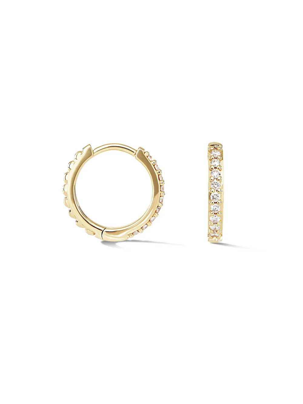 Dower & Hall 9k Medium Diamond Dotty Hoops, view 4