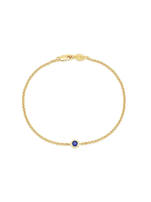 Dower & Hall 9k Round 3mm Sapphire Dewdrop Chain Bracelet