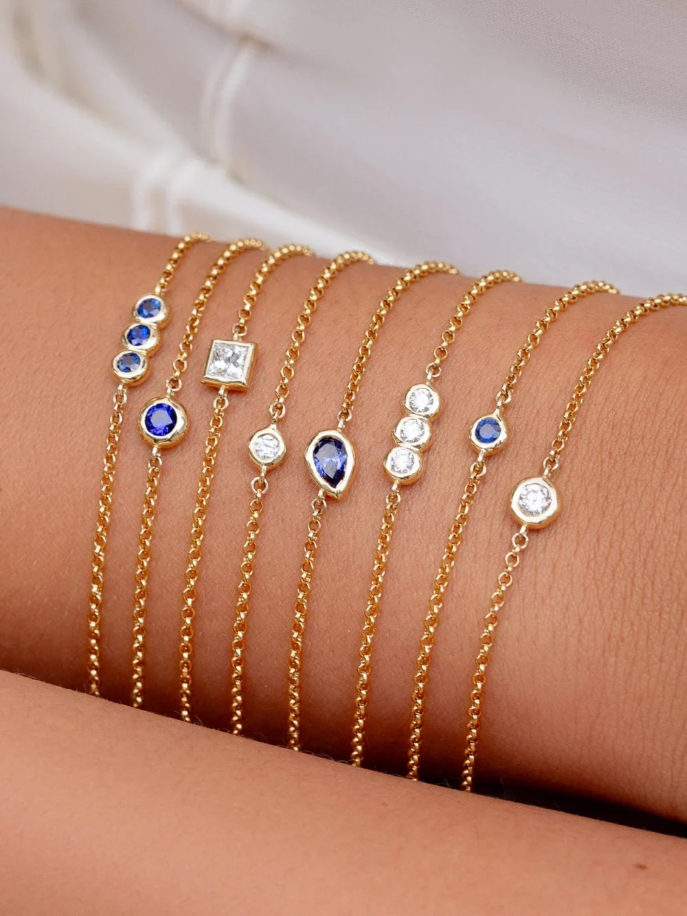 Dower & Hall 9k Round 4mm Diamond Dew Chain Bracelet, view 3