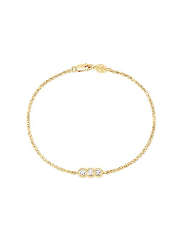 Dower & Hall 9k Round Trio 3mm Diamond Dew Chain Bracelet