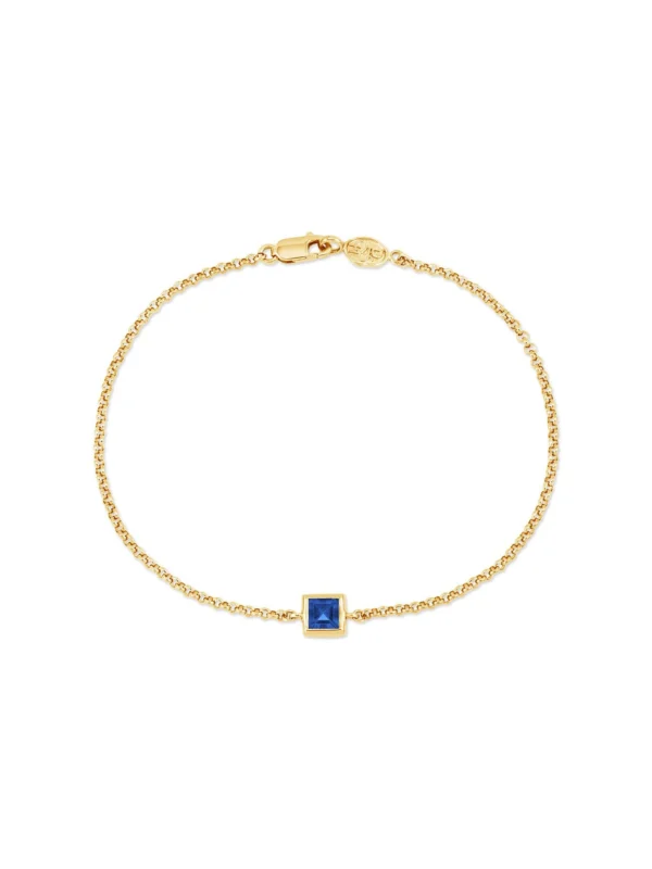 Dower & Hall 9k Square 4mm Sapphire Tutti-Frutti Chain Bracelet