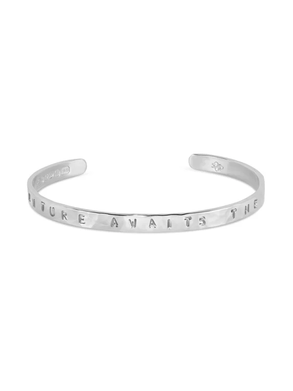 Dower & Hall ‘Adventure Awaits the Bold' Hand-Stamped Hammered Nomad Bangle