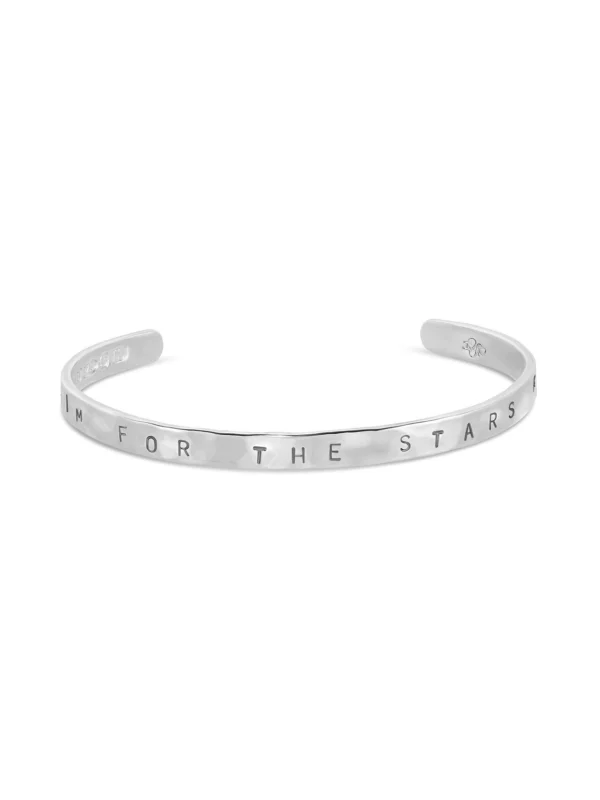 Dower & Hall ‘Aim for the Stars' Hand-Stamped Hammered Nomad Bangle