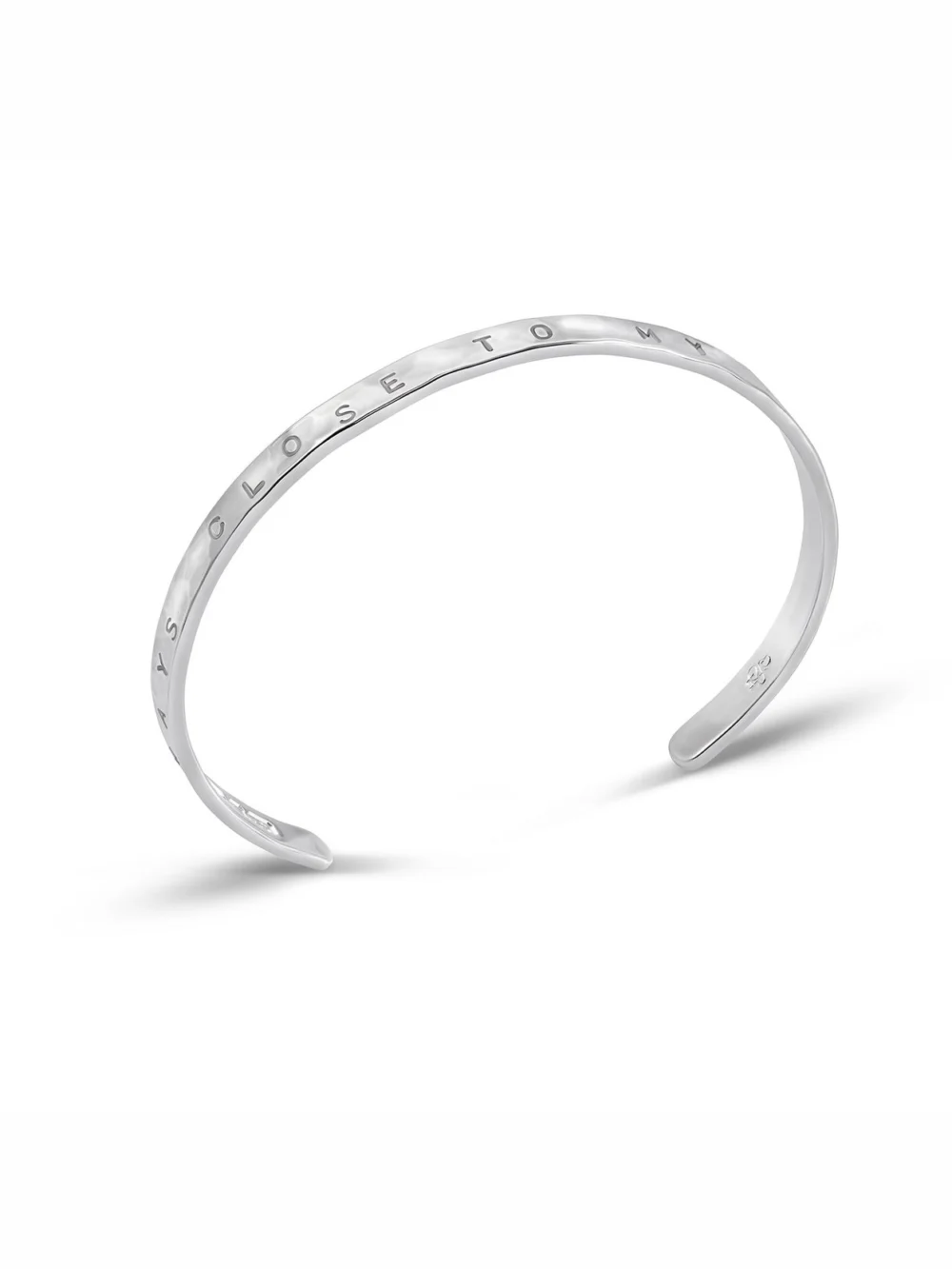 Dower & Hall ‘Always Close to My Heart' Hand-Stamped Hammered Nomad Bangle, view 4