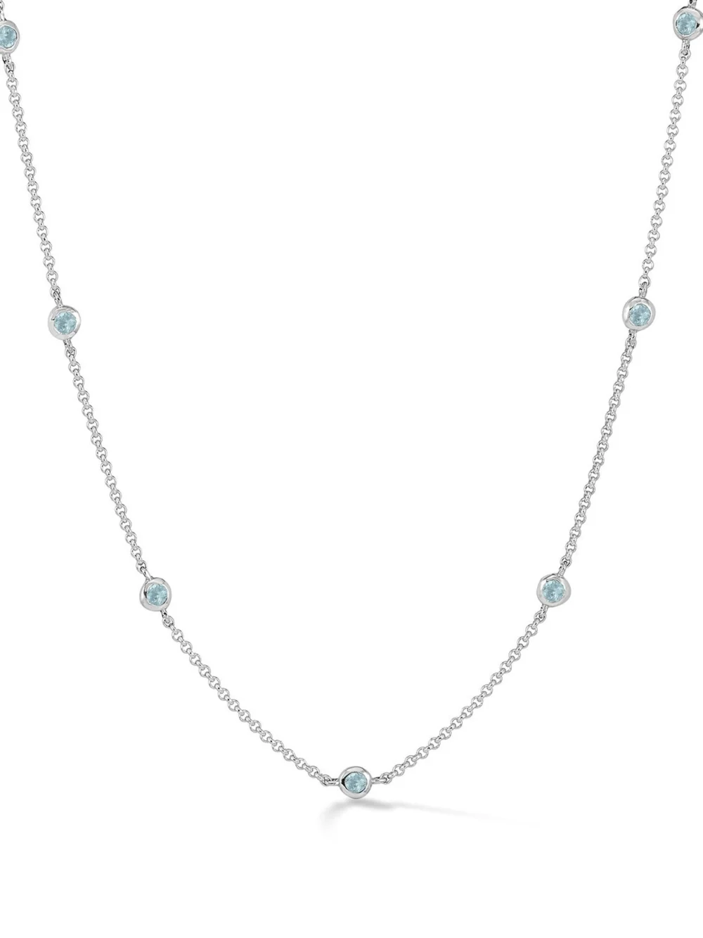 Dower & Hall Aquamarine Dewdrop Chain Necklace