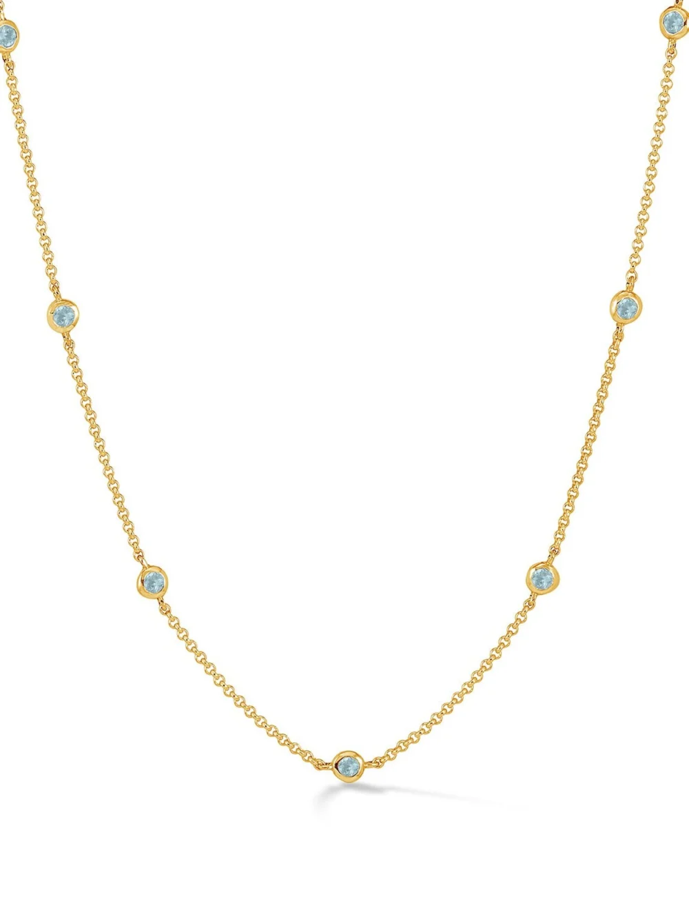 Dower & Hall Aquamarine Dewdrop Chain Necklace, view 4