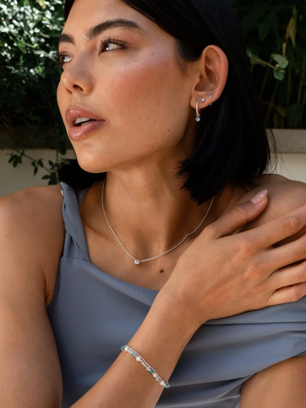 Dower & Hall Aquamarine Orissa Hoops, view 3