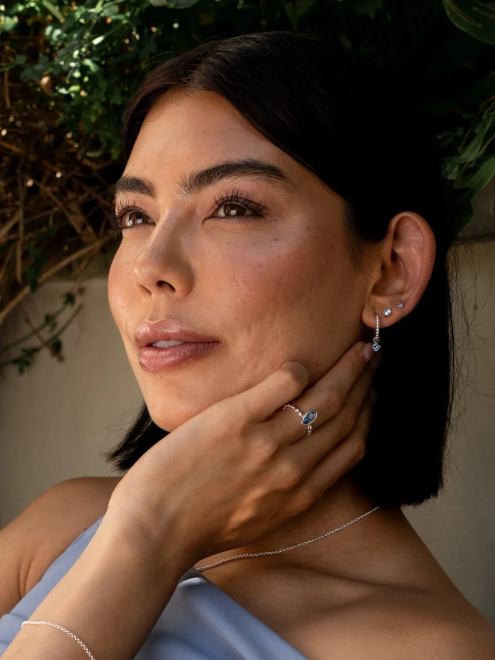 Dower & Hall Aquamarine Orissa Hoops, view 4
