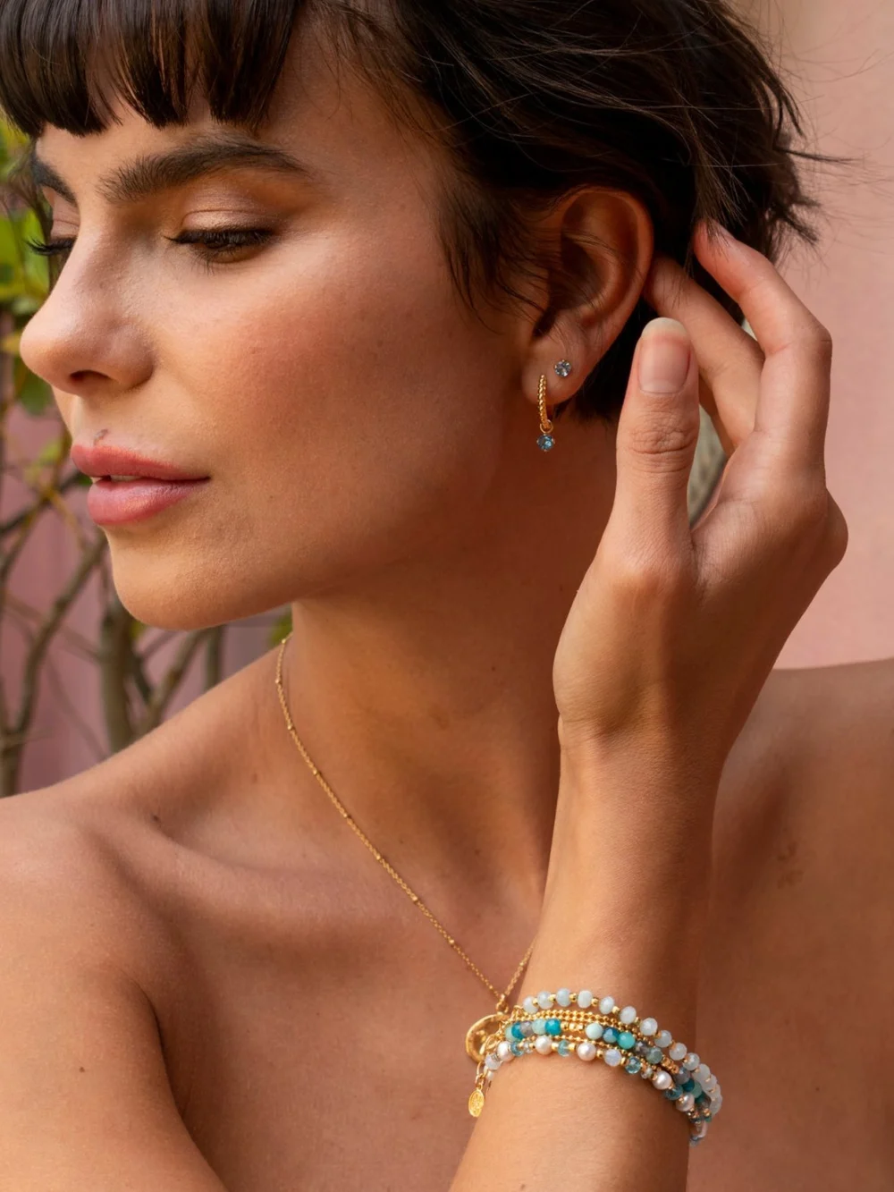 Dower & Hall Aquamarine Orissa Hoops, view 6