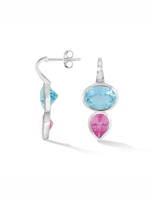 Dower & Hall Blue & Pink Topaz Tutti Frutti Earrings