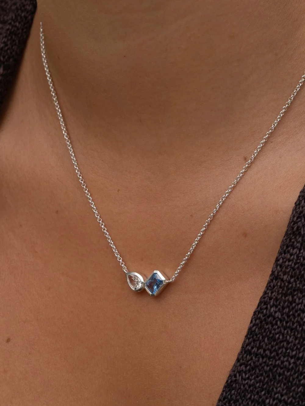 Dower & Hall Blue & White Topaz Duo Tutti Frutti Necklace, view 2