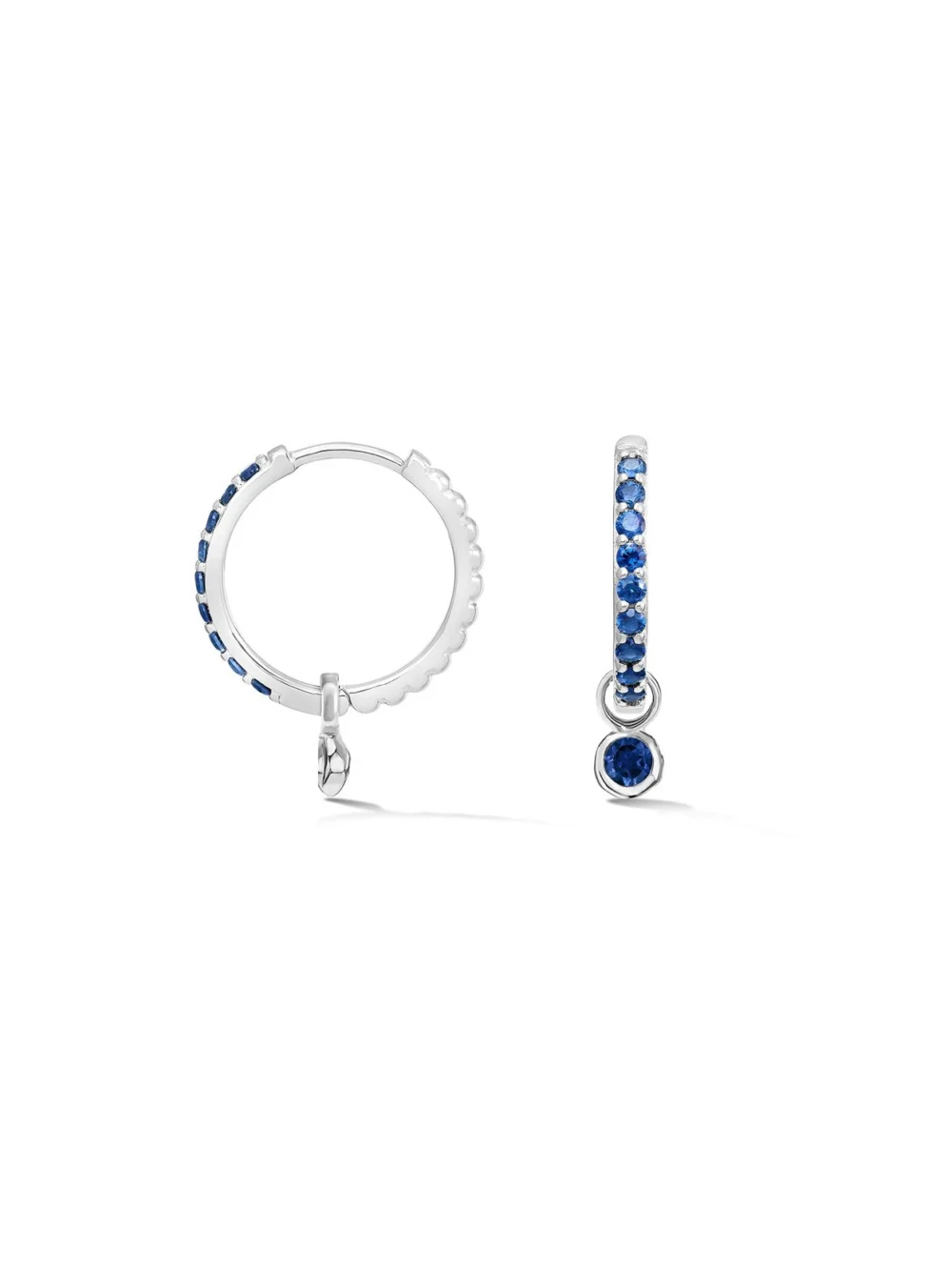 Dower & Hall Blue Sapphire Dewdrop Charm Hoops