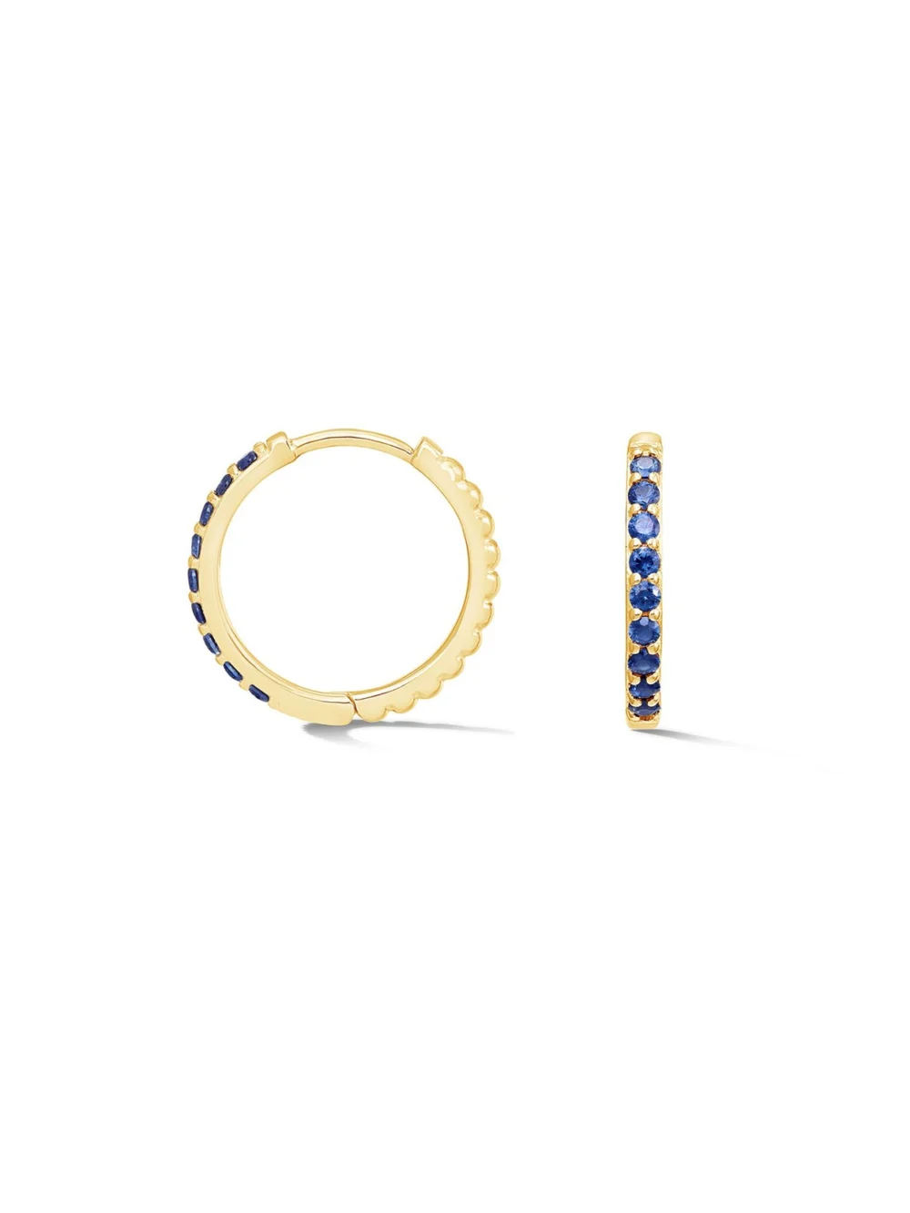 Dower & Hall Blue Sapphire Lumiere Huggie Hoops, view 4