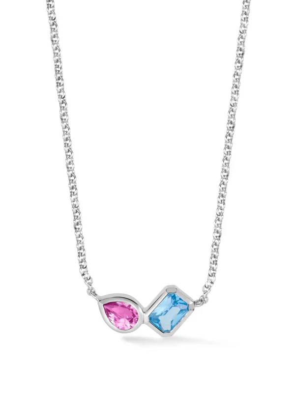 Dower & Hall Blue Topaz & Pink Quartz Duo Tutti Frutti Necklace