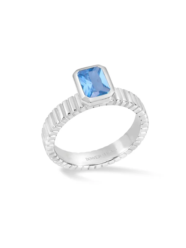 Dower & Hall Blue Topaz Octagon Humbug Twinkle Ring