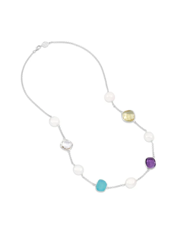 Dower & Hall Candy Gemstone & Baroque Pearl Pebble Necklace