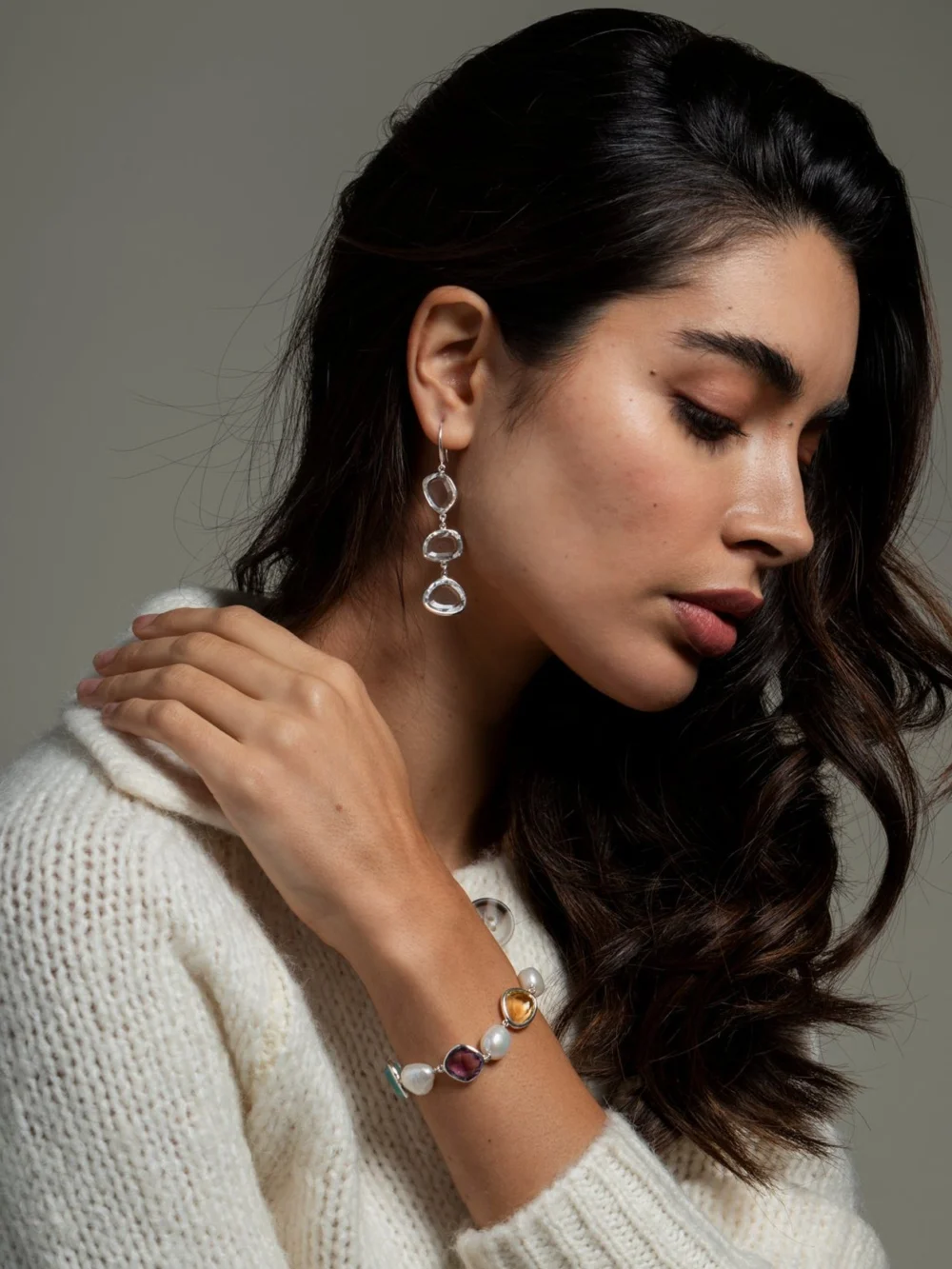 Dower & Hall 'Candy' Gemstone & Pearl Pebble Bracelet, view 2