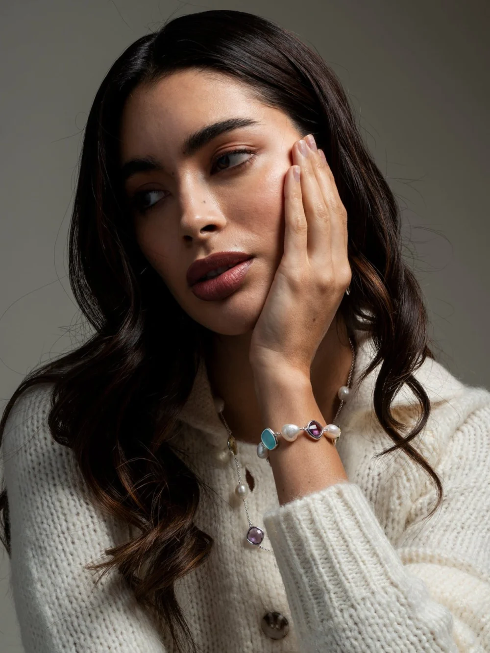 Dower & Hall 'Candy' Gemstone & Pearl Pebble Bracelet, view 5