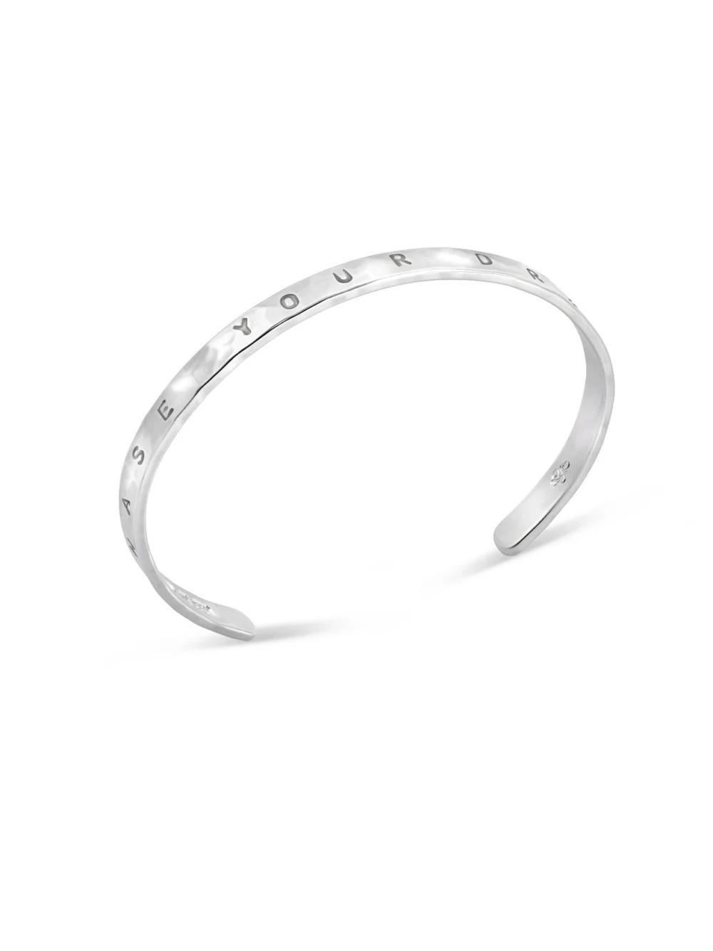 Dower & Hall ‘Chase Your Dreams' Hand-Stamped Hammered Nomad Bangle, view 4