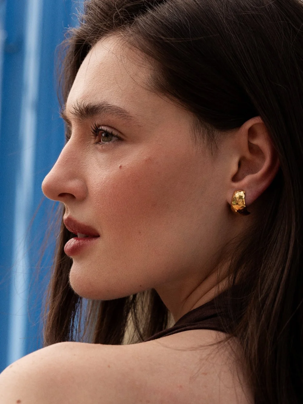 Dower & Hall Chunky Tapering Half Hoop Nomad Earrings, view 2