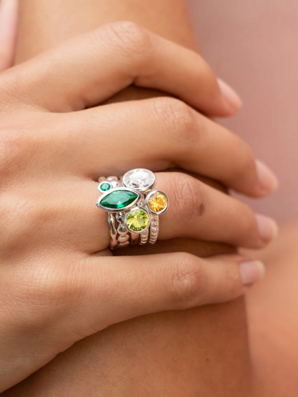Dower & Hall Envy Twinkle Stacking Rings, view 2