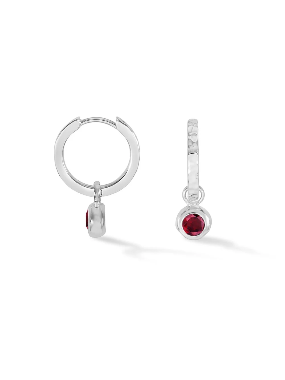 Dower & Hall Garnet Hammered Huggie Hoops