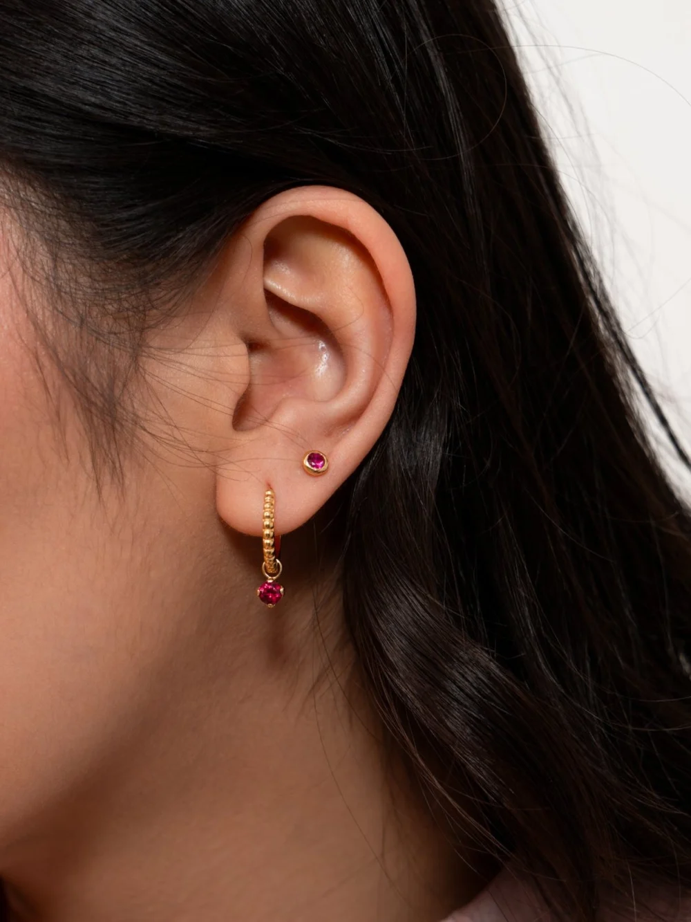 Dower & Hall Garnet Orissa Hoops, view 2