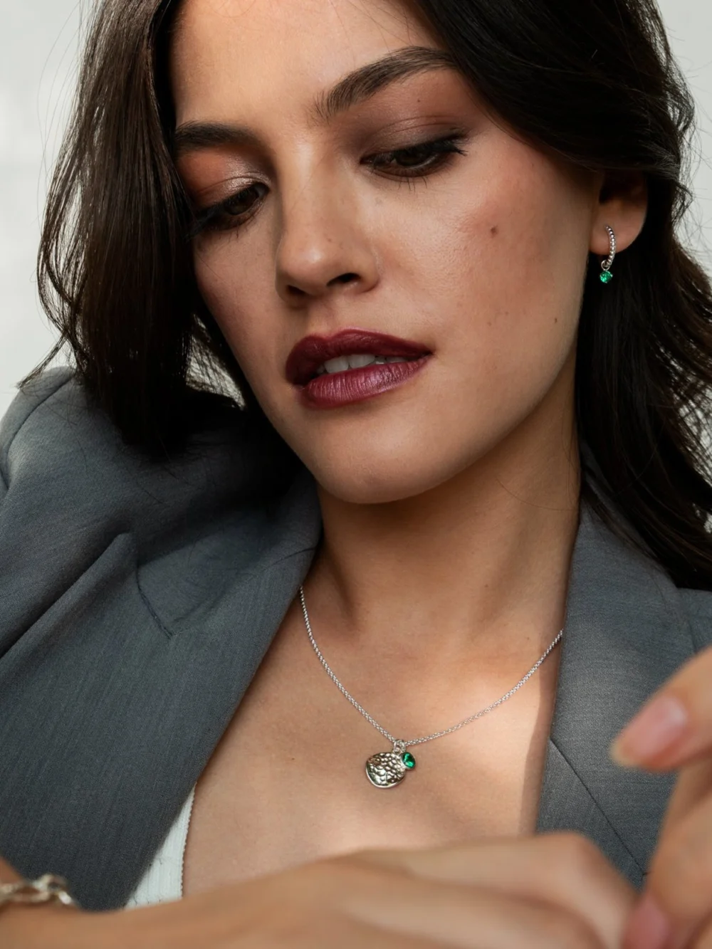Dower & Hall Green Garnet Orissa Hoops, view 5
