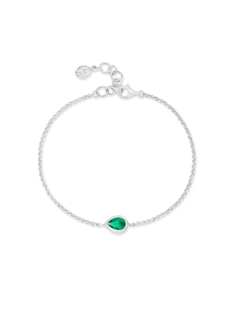 Dower & Hall Green Garnet Pear Chain Bracelet