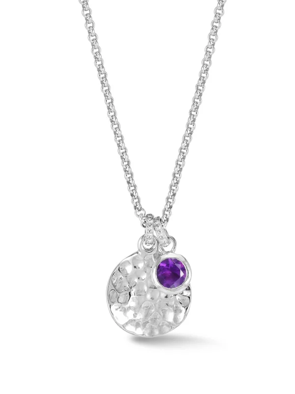Dower & Hall Hammered Disc & 5mm Amethyst Array Pendant