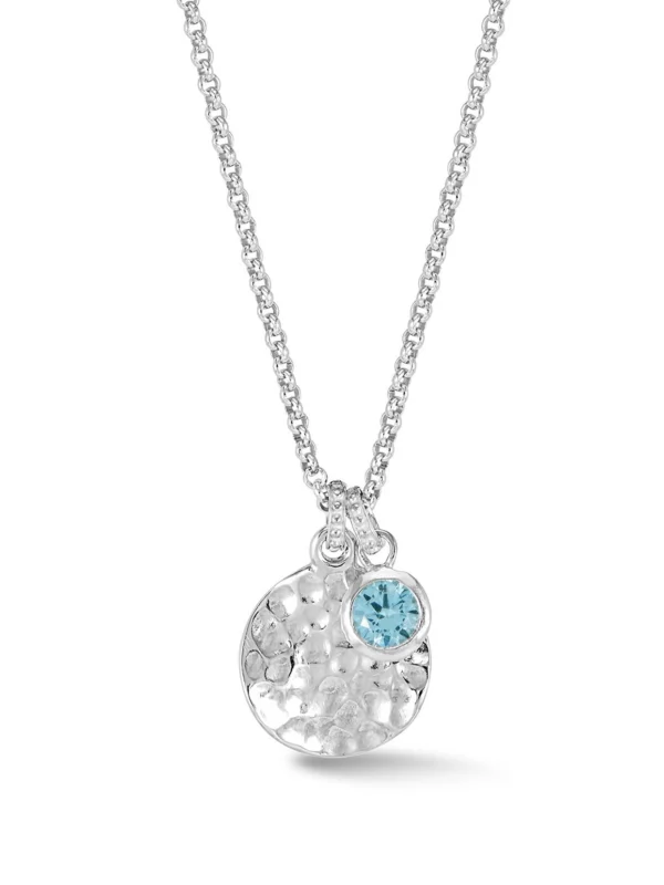 Dower & Hall Hammered Disc & 5mm Blue Topaz Array Pendant
