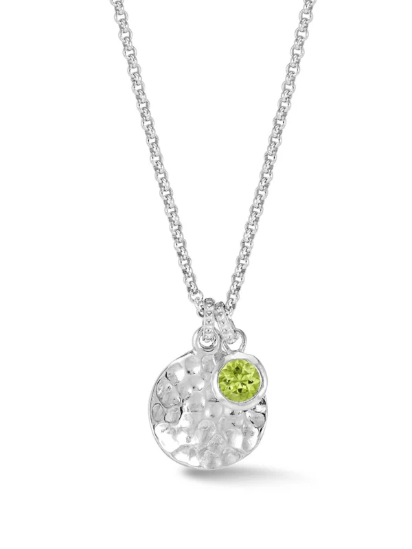 Dower & Hall Hammered Disc & 5mm Peridot Array Pendant