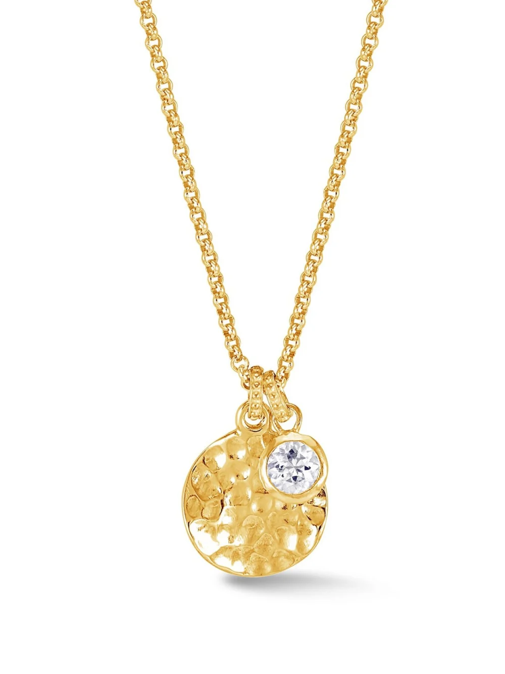 Dower & Hall Hammered Disc & 5mm White Topaz Array Pendant