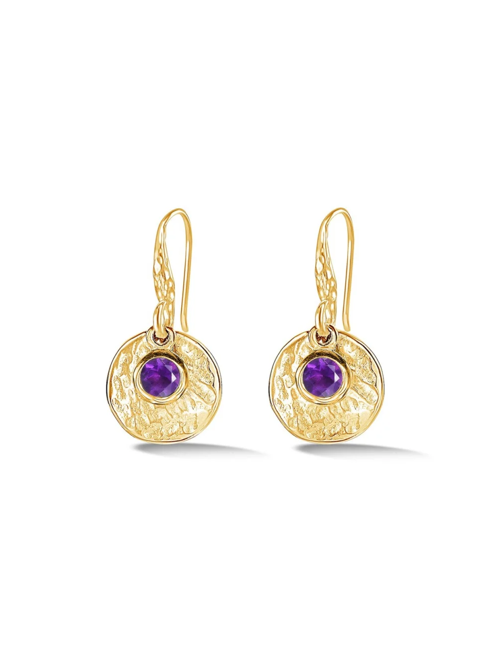 Dower & Hall Hammered Disc & Amethyst Array Earrings, view 3