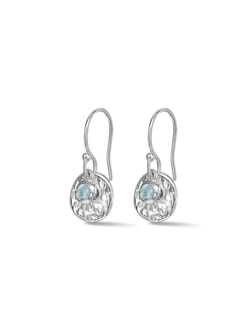 Dower & Hall Hammered Disc & Aquamarine Array Earrings