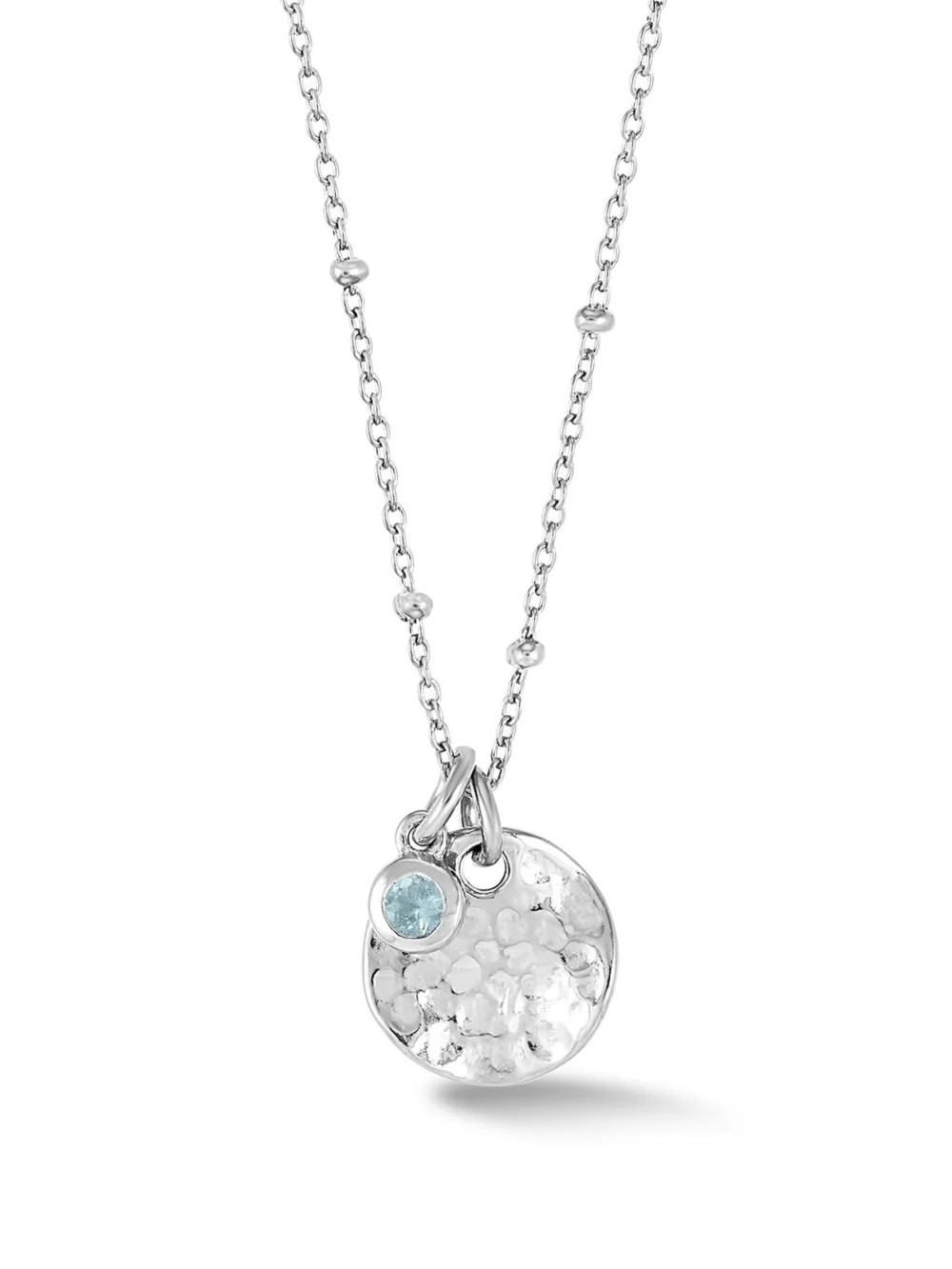 Dower & Hall Hammered Disc & Aquamarine Array Necklace