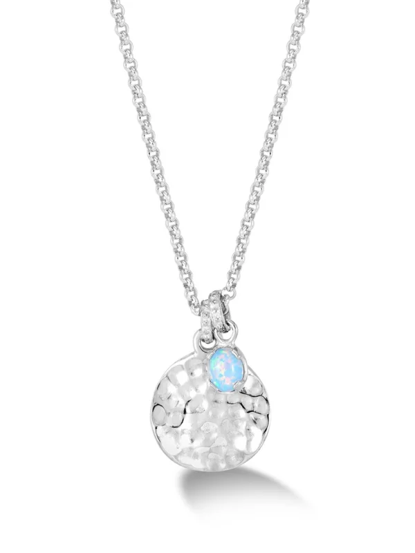 Dower & Hall Hammered Disc & Opal Array Pendant