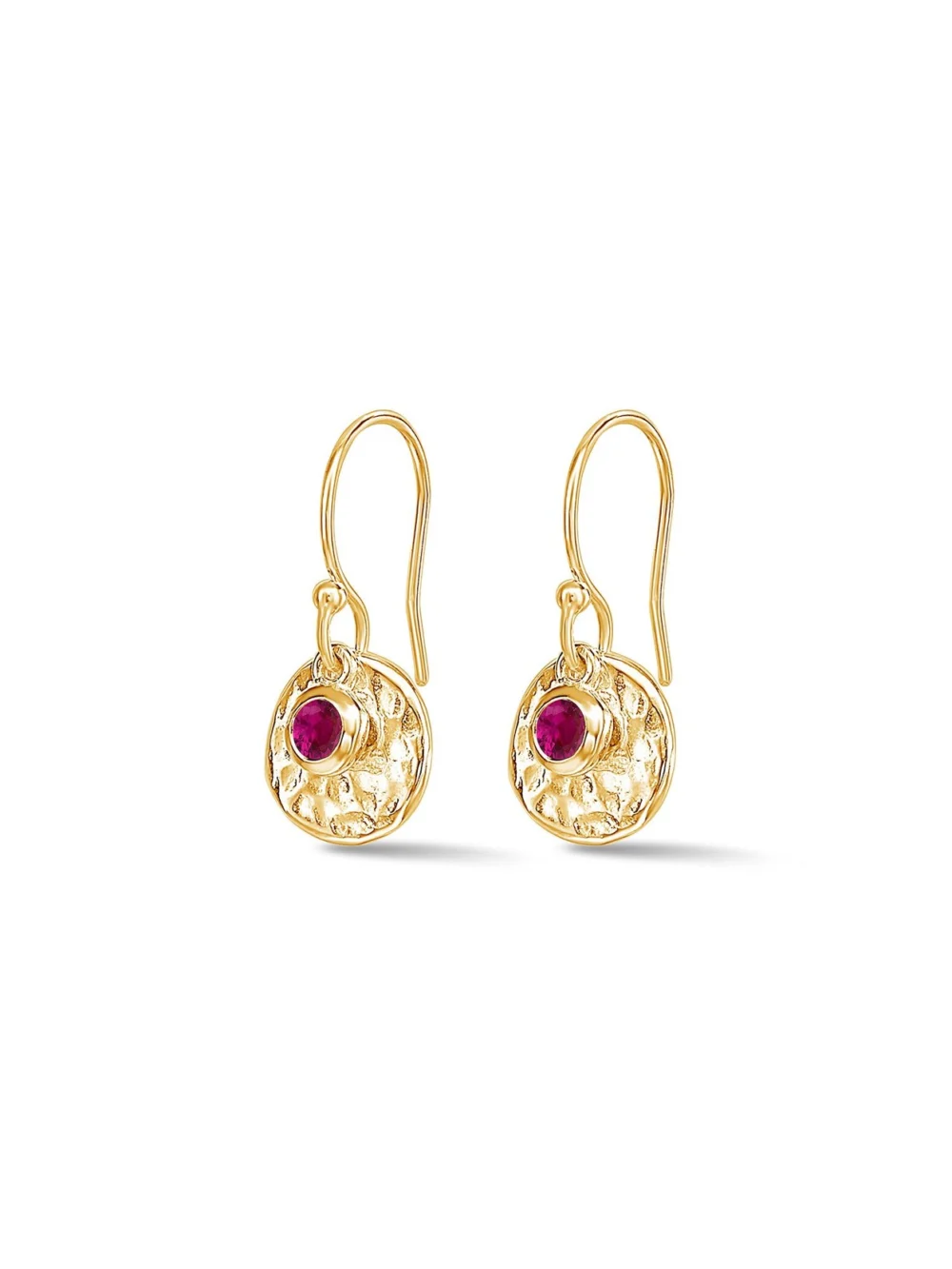 Dower & Hall Hammered Disc & Ruby Array Earrings