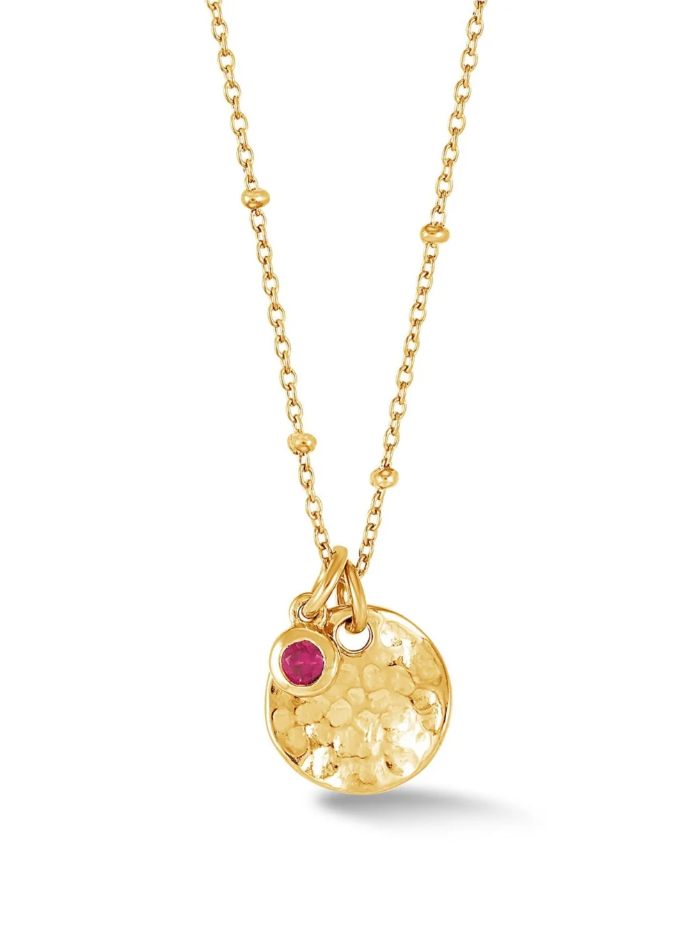 Dower & Hall Hammered Disc & Ruby Array Necklace