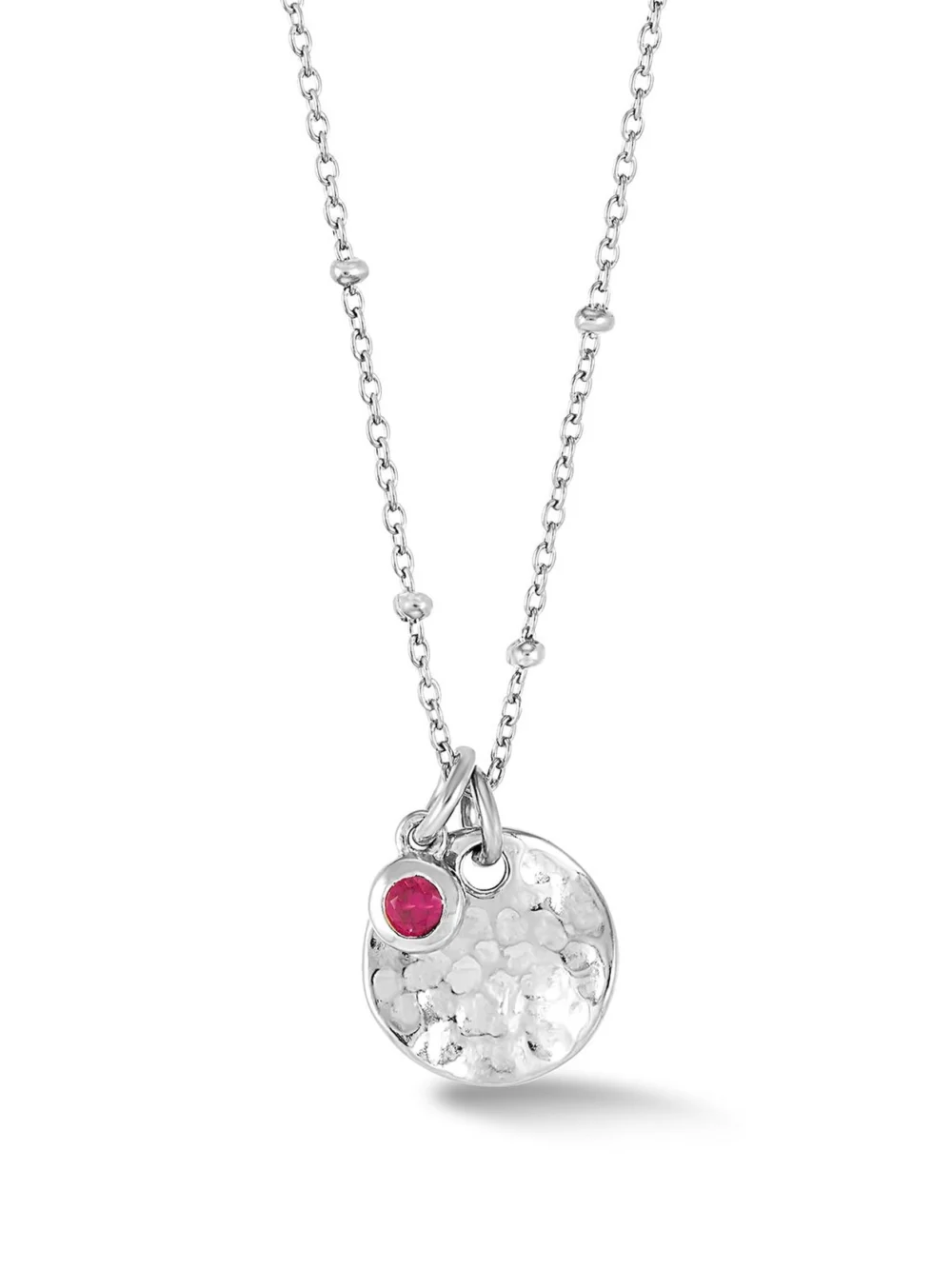 Dower & Hall Hammered Disc & Ruby Array Necklace, view 4