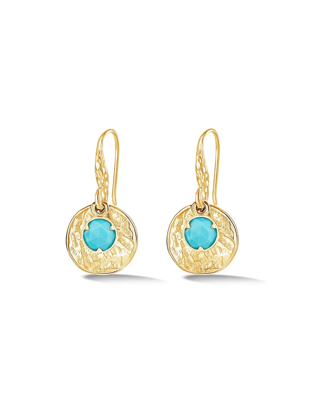 Dower & Hall Hammered Disc & Turquoise Array Earrings, view 5