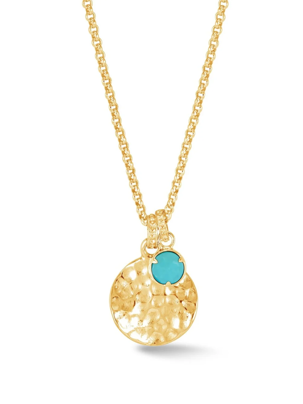 Dower & Hall Hammered Disc & Turquoise Array Pendant